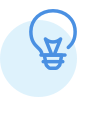 A blue icon showing a lightbulb.