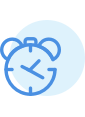 A blue icon showing a clock.