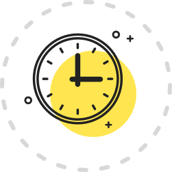 A yellow icon showing a clock displaying the time 3 o'clock.