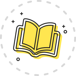 A yellow icon showing an open textbook.