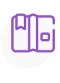 A purple icon showing an open book.